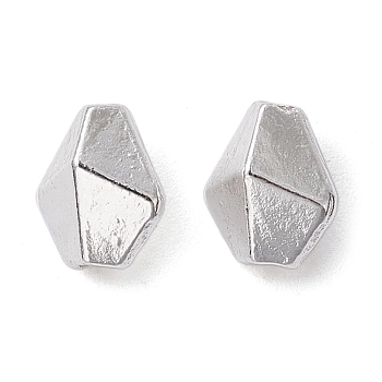 Alloy Beads, Long-Lasting Plated, Polygon Rhombus, Silver, 6.5x5.5x4.5mm, Hole: 1.2mm