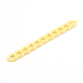 Handmade Opaque Acrylic Curb Chains, Twisted Link Chain, Yellow, 23x16.5x4mm, about 39.37 inch(1m)/strand