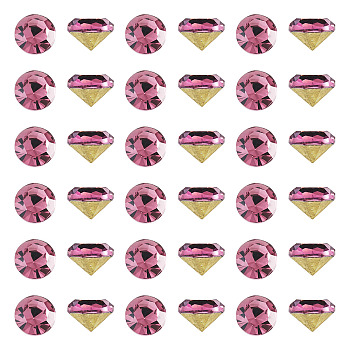 1 Bag Pointed Back Glass Rhinestone Cabochons, Back Plated, Faceted, Diamond, Light Rose, 3mm, about 1440pcs/bag