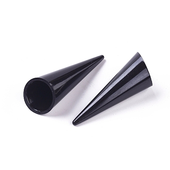 Acrylic Cone Shaped Finger Ring Display Stands, Black, 26.2x24.3x69mm