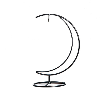 Iron Removable Hydroponic Vase Stand, for Home Desktop Decoration, Moon, Black, 165x124x270mm