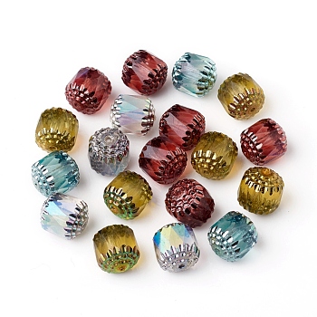Electroplated Czech Glass Beads, Cathedral Beads, Retro Style, Faceted, Oval, Mixed Color, 10.5x10mm, Hole: 1mm, about 120pcs/bag