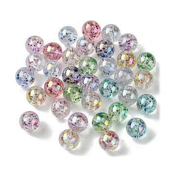 Transparent Acrylic Bead, Glitter Beads, Round, 10mm, Hole: 1.8mm, 961pcs/500g