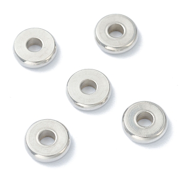 202 Stainless Steel Spacer Beads, Flat Round, Stainless Steel Color, 8x2mm, Hole: 2.5mm