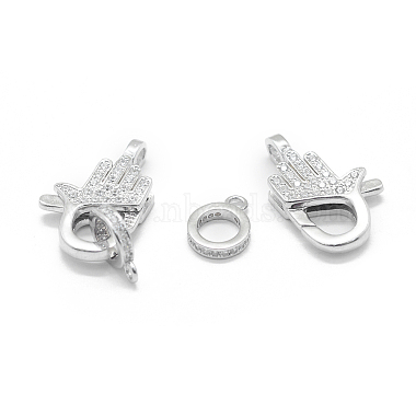 Rhodium Plated 925 Sterling Silver Lobster Claw Clasps(STER-L055-066P)-2