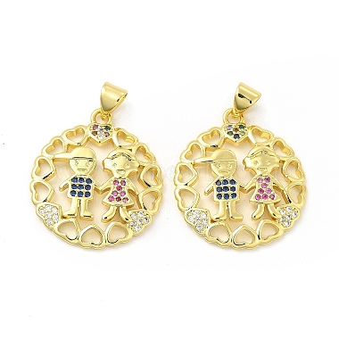 Brass Micro Pave Cubic Zirconia Pendants(KK-H441-32G)-2