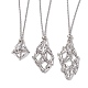 Non-Tarnish 3Pcs 3 Styles 304 Stainless Steel Macrame Pouch Necklace Makings(NJEW-JN04901-02)-1