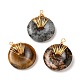 Donut/Pi Disc Natural Gemstone Pendants(PALLOY-JF00509)-1