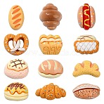 60Pcs 12 Styles Bread Theme Mini Opaque Resin Cabochons, Imitation Food, for Women Nail Art Decoration, Mixed Color, 8.5~12x13~17x5~8mm, 5pcs/style(MRMJ-CJ0001-DD)