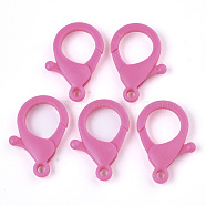 Plastic Lobster Claw Clasps, Hot Pink, 35x24.5x6mm, Hole: 3mm(KY-ZX002-12-B)