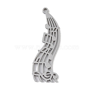 304 Stainless Steel Pendants, Laser Cut, Hollow Musical Note Waterfall Charm, Stainless Steel Color, 36x12x1mm, Hole: 1mm(STAS-B062-17P)