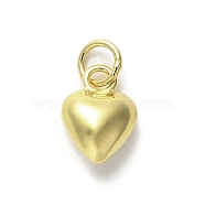 925 Sterling Silver Pendants, Heart Charms with Jump Rings, Golden, 8x6x3mm, Hole: 2mm(STER-P057-07B-G)