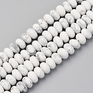 Natural Howlite Beads Strands, Frosted, Rondelle, 8x5~6mm, Hole: 1mm, about 68~69pcs/strand, 14.56 inch(37~38cm)(G-S367-002B)