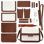 DIY Women's Crossbody Bag Making Kits, including Imitation Leather Fabrics, Alloy Findings, Magnetic Clasp, Needle, Thread, Camel, 14x20x6cm(DIY-WH0304-676A)