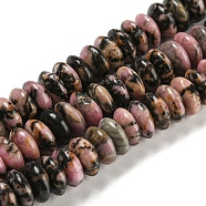 Natural Rhodonite Beads Strands, Saucer Beads, Rondelle, 6.5x3mm, Hole: 1mm, about 118~119pcs/strand, 15.35 inch(39cm)(G-Z030-A14-01)
