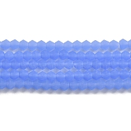 Imitation Jade Frosted Glass Bead Strands, Faceted Bicone, Cornflower Blue, 4.5x3.5~4mm, Hole: 1mm, about 87~89pcs/strand, 13.98''~13.39''(33.5~34cm)(X1-GLAA-F029-JM4mm-B04)