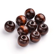 Natural Wood Beads, Dyed, Round, Coconut Brown, 19~20x17.5~18mm, Hole: 4.5mm(X-TB20mmY-11)