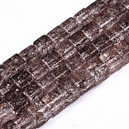 Crackle Glass Beads, Dyed & Heated, Square, Coconut Brown, 6x6x6mm, Hole: 1.4mm, about 60~61pcs/strand, 14.96 inch(38cm)(GLAA-S192-005I)