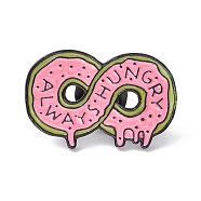 Always Hungry Enamel Pin, Infinity Alloy Brooch for Backpack Clothes, Electrophoresis Black, Pink, 18.5x30x1.5mm(FIND-K005-34EB)