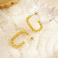 304 Stainless Steel Oval Stud Earrings, Half Hoop Earrings for Women, Golden, 28x17mm(JR0497-1)