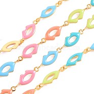 304 Stainless Steel Lip Shape Link Chains, with Enamel, Real 18K Gold Plated, Soldered, Colorful, 13.5x5x1mm, about 3.28 Feet(1m)/Strand(STAS-N092-128)
