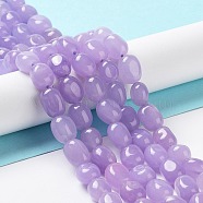 Natural Jade Beads Strands, Dyed, Nuggets, Tumbled Stone, Lilac, 9.5~11.5x8~8.5x7~8mm, Hole: 1mm, about 34~38pcs/strand, 14.76~15.16''(37.5~38.5cm)(G-E614-B01-11)