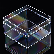 Polystyrene Plastic Bead Containers, Square , Clear, 10.5x10.5x6cm(CON-N011-041)
