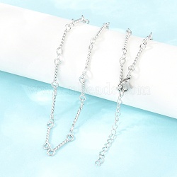 4MM 304 Stainless Steel Twisted Bar Link Chain Necklaces for Women Men, Non-Tarnish, Stainless Steel Color, 17.91 inch(45.5cm)(NJEW-Z115-06P)