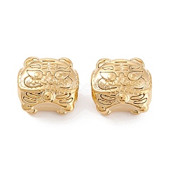 Ion Plating(IP) Brass European Beads, Long-Lasting Plated, Tiger, Real 18K Gold Plated, 16x16.5x9mm, Hole: 4.5mm(KK-F829-05G)