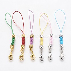 Polyester Cord Mobile Straps, with Zinc Alloy Findings, Mixed Color, 90mm(MOBA-F003-A)