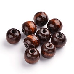 Natural Maple Wood Beads, Dyed, Round, Coconut Brown, 19~20x17.5~18mm, Hole: 4.5mm(X-TB20mmY-11)