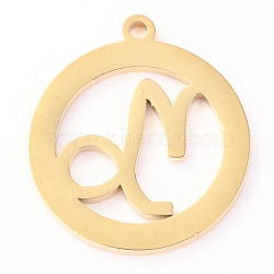 304 Stainless Steel Pendants, Constellation, Capricorn, 18x16x1.1mm, Hole: 1.2mm(STAS-O142-70G-D)
