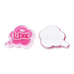 Transparent Printed Acrylic Cabochons, with Glitter Powder, Like, Hot Pink, 19x23x2.5mm(TACR-N016-42)