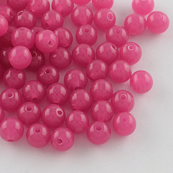Imitation Jade Acrylic Beads, Round, Hot Pink, 12mm, Hole: 2mm, about 500pcs/500g(SACR-S188-12mm-04)