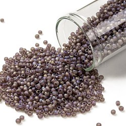 TOHO Round Seed Beads, Japanese Seed Beads, (166BF) Transparent AB Frost Medium Amethyst, 11/0, 2.2mm, Hole: 0.8mm, about 1110pcs/bottle, 10g/bottle(SEED-JPTR11-0166BF)
