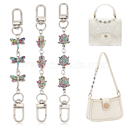 Alloy Enamel & Rhinestone Link Purse Strap Extenders, with Swivel Clasps, Dragonfly/Sea Turtle/Hamsa Hand, Mixed Color, 13.5~15cm, 3 style, 1pc/style, 3pcs/set(FIND-AB00037-02)