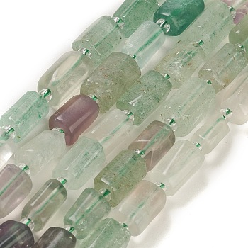 Natural Fluorite Beads Strands, with Seed Beads, Faceted, Column, 5.5~7.5mm, Hole: 0.7mm, about 26~33pcs/strand, 15.67''~16.46''(39.8~41.8cm)