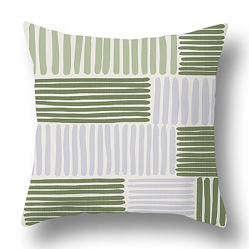 Green Series Nordic Style Geometry Abstract Polyester Throw Pillow Covers, Cushion Cover, for Couch Sofa Bed, Square, Stripe, 440x440mm