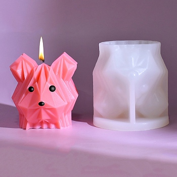 Origami Style DIY Silicone Candle Molds, for Scented Candle Making, Dog, 8.6x7.8x8.7cm