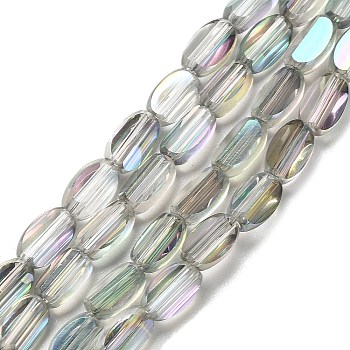 Electroplate Glass Beads Strands, Oval, Faceted, Light Grey, 6x3.5x2.5mm, Hole: 1mm, about 53~54pcs/strand, 11.73''~12.01''(29.8~30.5cm)