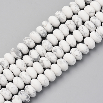 Natural Howlite Beads Strands, Frosted, Rondelle, 8x5~6mm, Hole: 1mm, about 68~69pcs/strand, 14.56 inch(37~38cm)