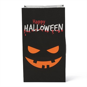 Halloween Theme Kraft Paper Bags, Gift Bags, Snacks Bags, Rectangle, Halloween Themed Pattern, 23.2x13x8cm