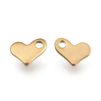 Ion Plating(IP) 304 Stainless Steel Heart Charms, Chain Extender Drop, Golden, 8.5x6.5x1mm, Hole: 1.5mm