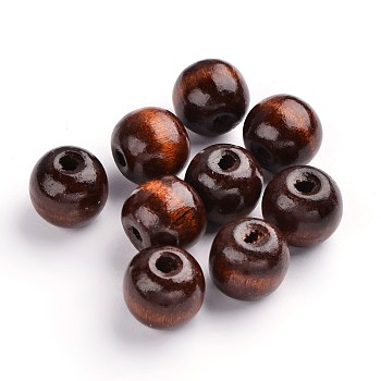Natural Wood Beads, Dyed, Round, Coconut Brown, 19~20x17.5~18mm, Hole: 4.5mm