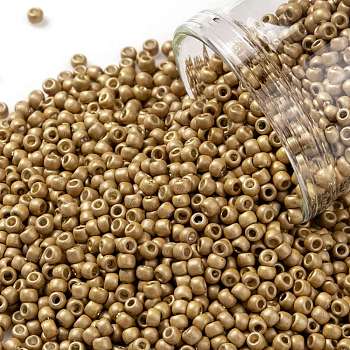 TOHO Round Seed Beads, Japanese Seed Beads, Frosted, (557F) Gold Galvanized Matte, 11/0, 2.2mm, Hole: 0.8mm, about 1110pcs/bottle, 10g/bottle