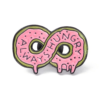 Always Hungry Enamel Pin, Infinity Alloy Brooch for Backpack Clothes, Electrophoresis Black, Pink, 18.5x30x1.5mm