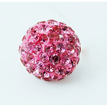 Polymer Clay Rhinestone Beads, Pave Disco Ball Beads, Grade A, Rose, PP11(1.7~1.8mm), 8mm, Hole: 1.5mm