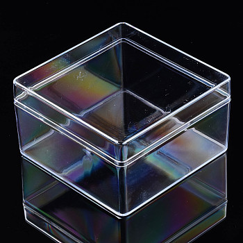 Polystyrene Plastic Bead Containers, Square , Clear, 10.5x10.5x6cm