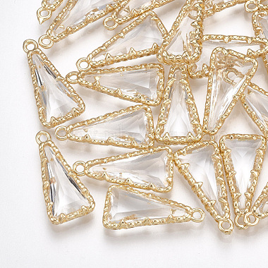 Golden Clear Triangle Brass+Glass Pendants