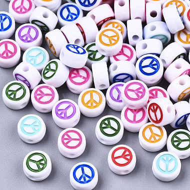 Mixed Color Peace Sign Acrylic Beads
